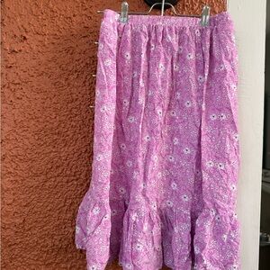 Paisley Lane Girls Cottagecore Prairie Spring Floral Maxi Skirt Size 8 Purple